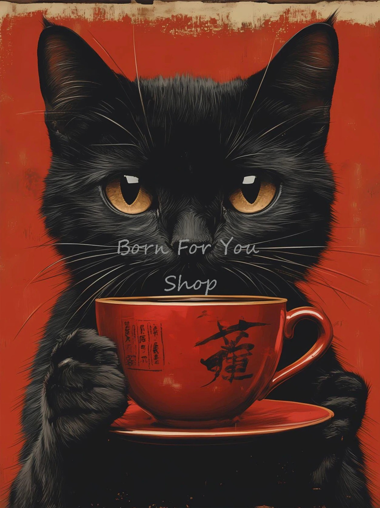 Japanese Edo Style Black Cat E - Japanese Eating Lifestyle 评论和价格