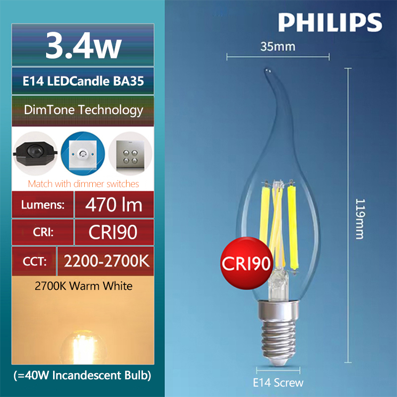 Philips Master LED Candle E14  - Philips Bulb Led Classic 评论和价格